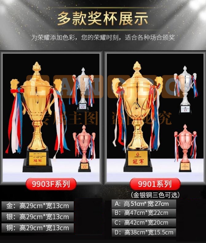 金属奖杯定制刻字  42*20cm 9901水晶创意运动会奖牌 