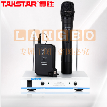 得胜 TAKSTAR TS-3310HP 无线麦克风 一拖二无线话筒 黑色