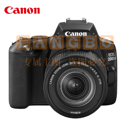 佳能（Canon）EOS 200D2 单反相机 200D II 18-55标准变焦镜头套装 黑色（ 约2410万像素/4K短片）