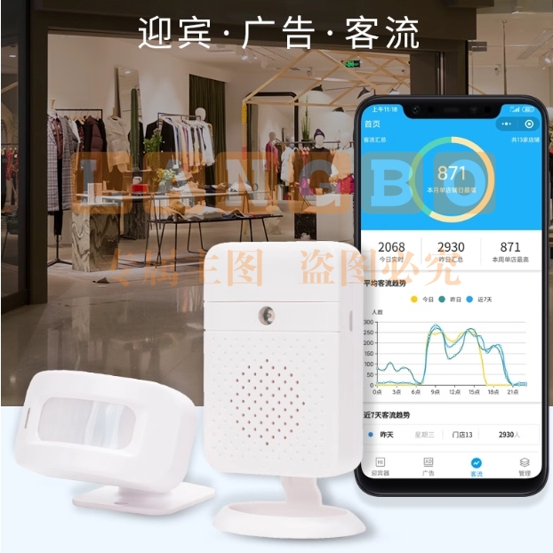 店铺欢迎光临感应器进门定制语音分体感应门铃超市门口提醒迎宾器