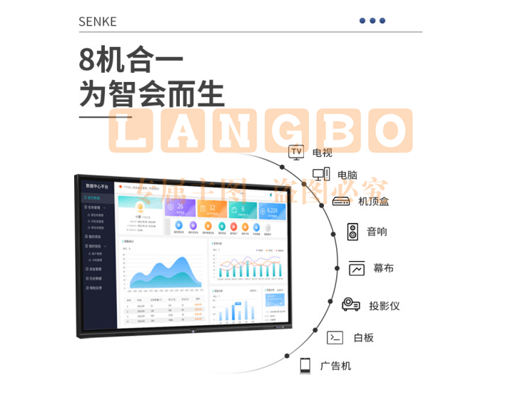 森克 会议平板多媒体教学远程视频触摸屏一体机电子白板智能触控4K直播企业采购 65英寸专业版双系统安卓+i5