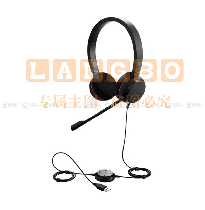 捷波朗 Jabra USB耳机 EVOLVE 20 STEREO (黑色) 高保真立体声