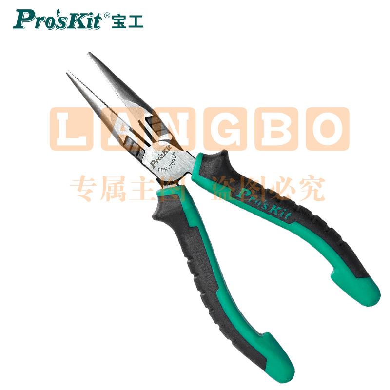 宝工（Pro'skit)1PK-709DS双色柄钛金夹持钳 尖嘴钳 尖口钳(165mm) SKU：YDKJ09735