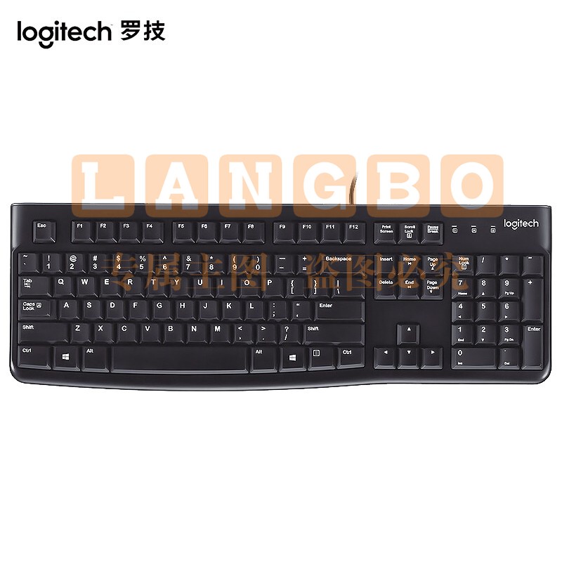 华为（Logitech） K120有线键盘 USB口电脑笔记本商务办公键盘 全尺寸键盘 K120黑色