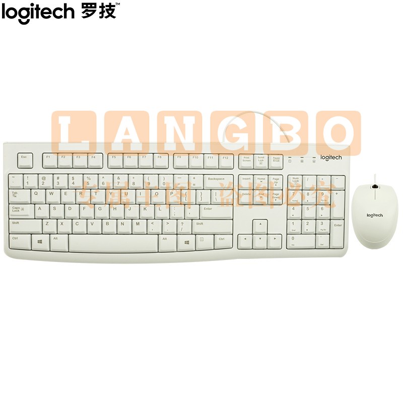 罗技(Logitech)MK120 键鼠套装 有线键鼠套装 办公键鼠套装 电脑键盘 联想全尺寸 白色 (XTGM202307211318414)