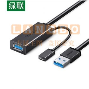 绿联 UGREEN US175 USB3.0信号放大延长线 带安卓充电接口 10米