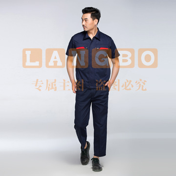 威特仕 夏季薄款短袖防静电工作服套装 上衣+裤子 彩色