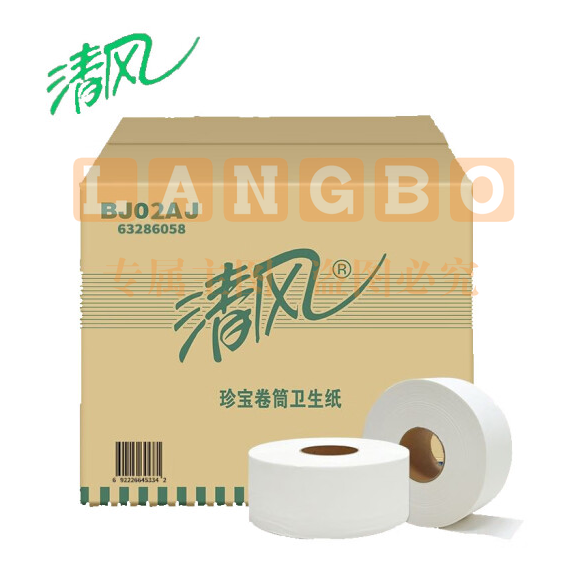 清风 BJ02AJ 大盘纸卷纸 2层220米*12卷/箱 商用大卷纸