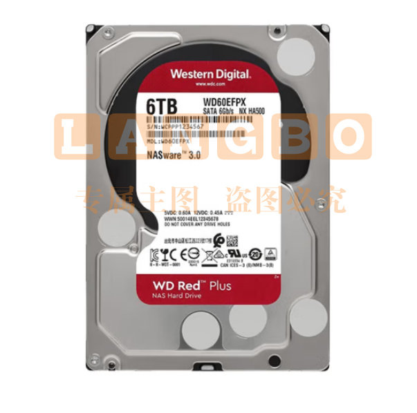 西部数据WD60EFPX NAS硬盘 WD Red Plus 西数红盘Plus 6TB 5400转 256MB SATA CMR