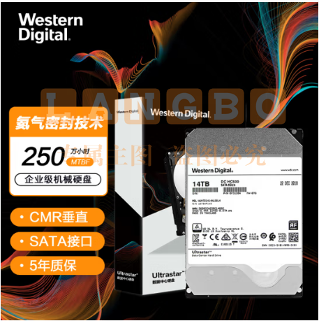 西部数据(Western Digital) WUH721414ALE6L4 14TB 企业级硬盘 HC530 SATA6GB/S 7200转512M 氦气密封