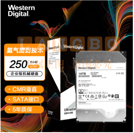 西部数据(Western Digital) WUH721816ALE6L4 16TB 企业级硬盘 HC550 SATA6Gb/s 7200转512M 氦气密封