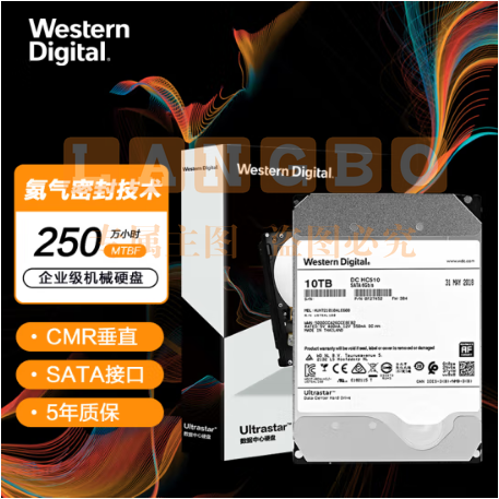 西部数据(Western Digital) HUH721010ALE600 10TB 企业级硬盘 HC510 SATA6GB/S 7200转256M 氦气密封