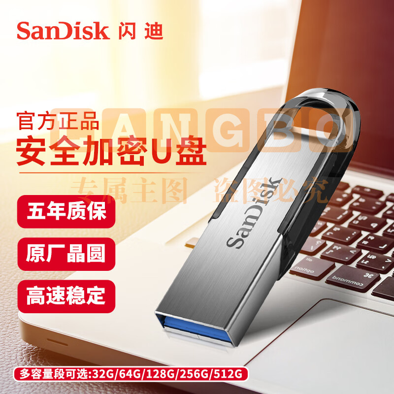 闪迪 (SanDisk) 128GB U盘CZ73 安全加密 高速读写 学习办公投标 电脑车载 大容量金属优盘 USB3.0