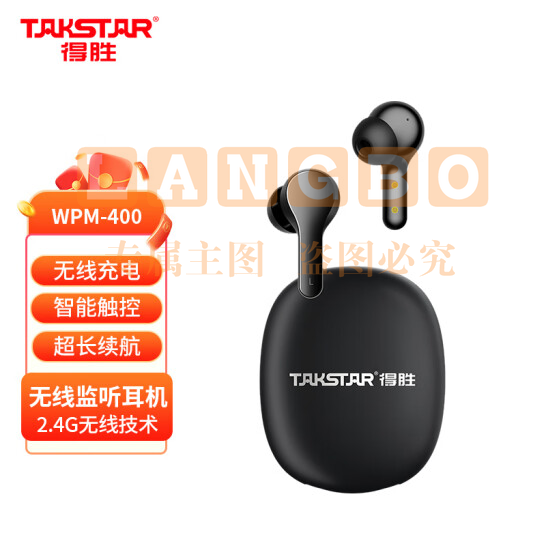 得胜((TAKSTAR)真无线音乐鉴赏录音监听耳机户外主播实时耳返 WPM-400入耳式无线监听耳机 黑色