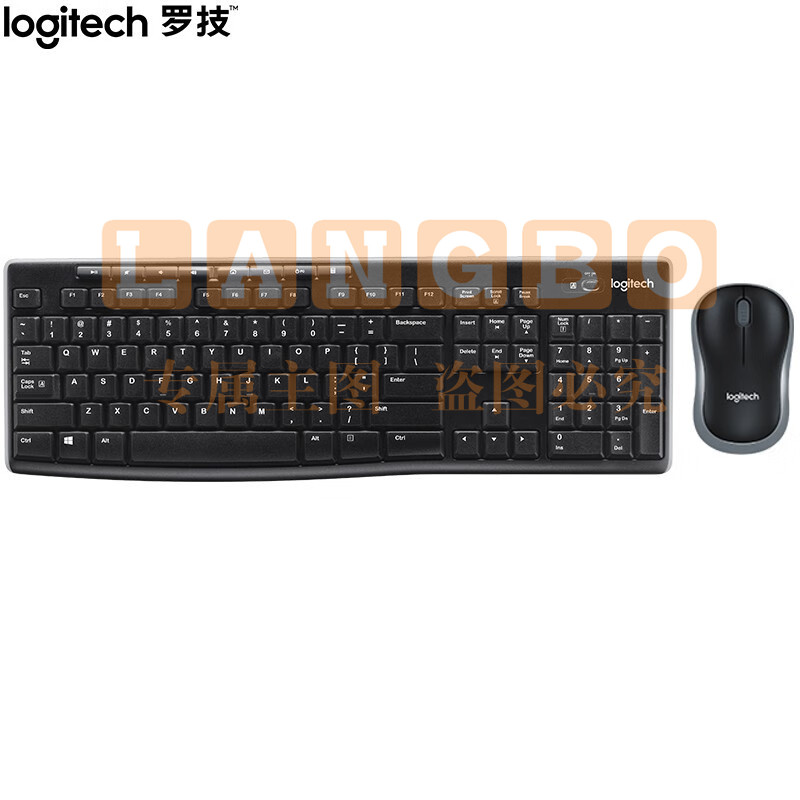 罗技（Logitech）MK270 无线键鼠套装 游戏办公键鼠套装 全尺寸 带无线2.4G接收器 黑色