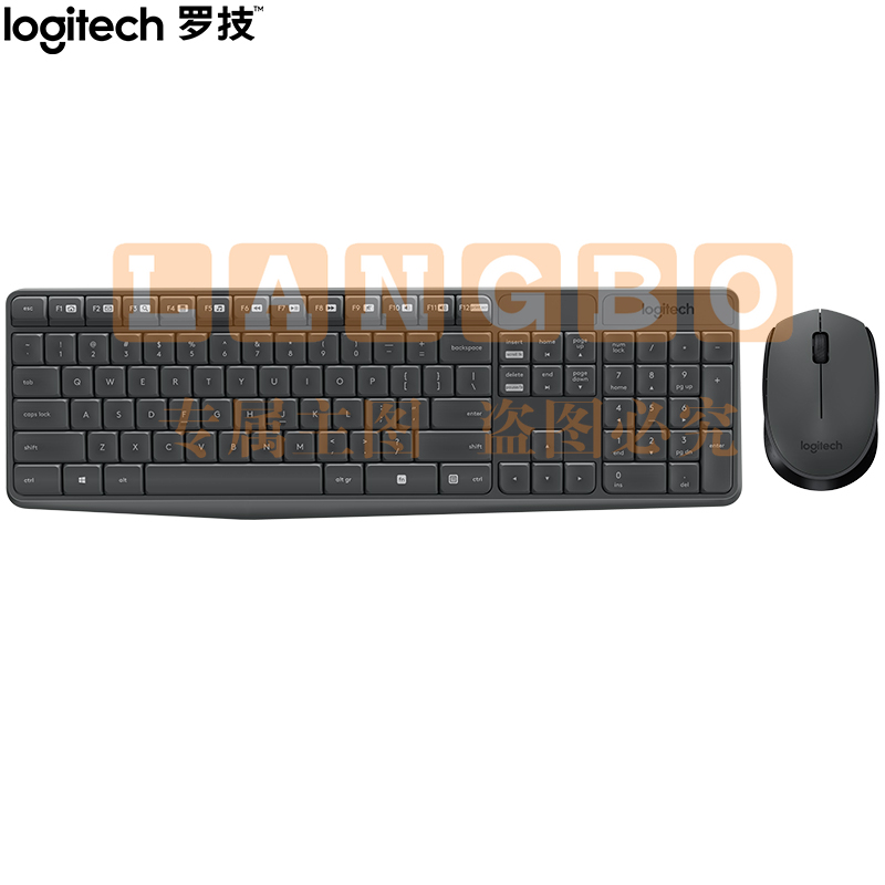 罗技（Logitech）MK235 键鼠套装 无线键鼠套装 办公键鼠套装  防泼溅防指纹 全尺寸 带无线2.4G接收器 黑