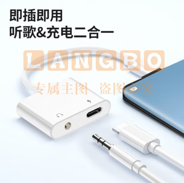 毕亚兹 苹果15/iPad Pro耳机转接头 Type-c二合一音频转换器 P22