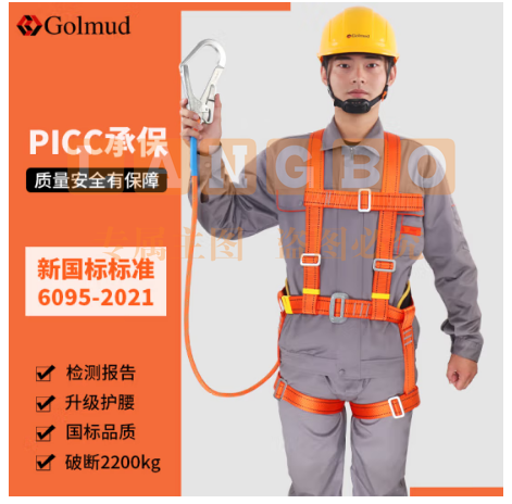 哥尔姆 安全带 安全绳高空作业绳 高空作业安全带 保险带 电工 全身式 五点式 TE11单大钩3米