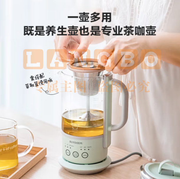 北鼎（Buydeem）烧水壶多功能分体式煮茶器 K36浅杉绿+迷你萃取篮