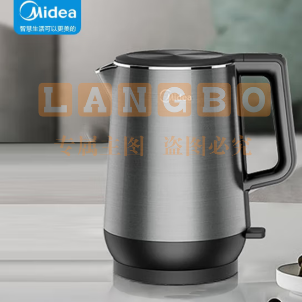 美的( Midea)MK-HJ1713 电水壶 1.7L自动断电 不锈钢双层防烫烧水壶