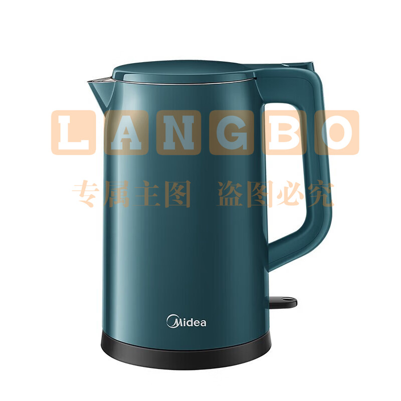 美的(Midea)电热水壶 家用1.7L烧水壶双钢防烫防干烧热水壶 304不锈钢电水壶 MK- 17MS01(1.7升外塑内钢)(2个起售)