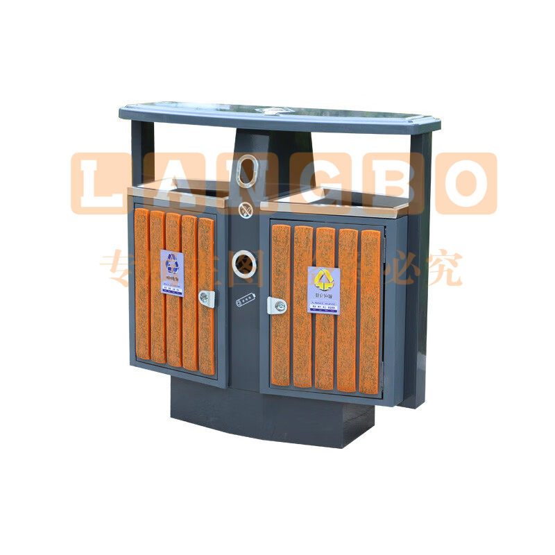 不锈钢户外垃圾桶果皮箱 分类大号环卫垃圾筒室外小区果壳箱 木条纹 SKU：LB35100