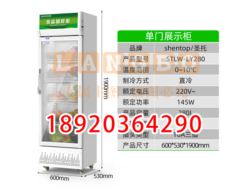 )食品留样柜商用   圣托(Shentop蔬菜水果冷藏柜冰箱 单门展示柜学校幼儿园食堂保鲜柜 STLW-LY280