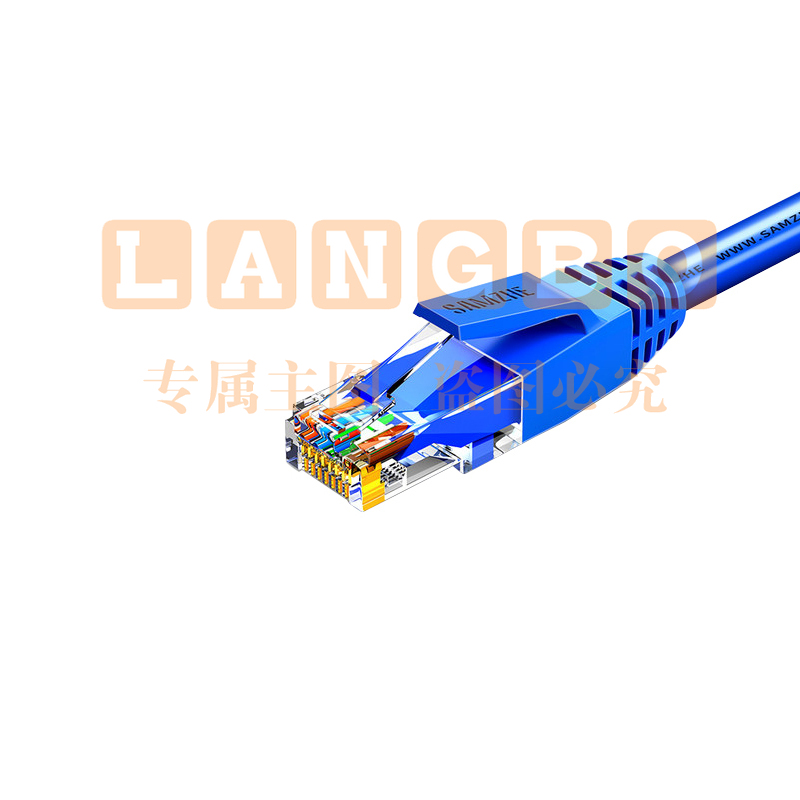 山泽(SAMZHE)TMA-6010CAT6类六类千兆八芯双绞成品网络跳线蓝色1米