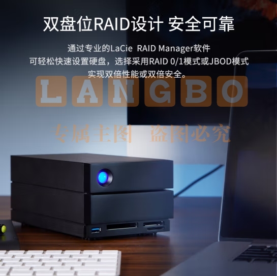 雷孜 移动桌面硬盘 32TB 企业级 2big Dock 机械硬盘 Type-C/雷电3/4 双2盘位磁盘阵列 CMR垂直