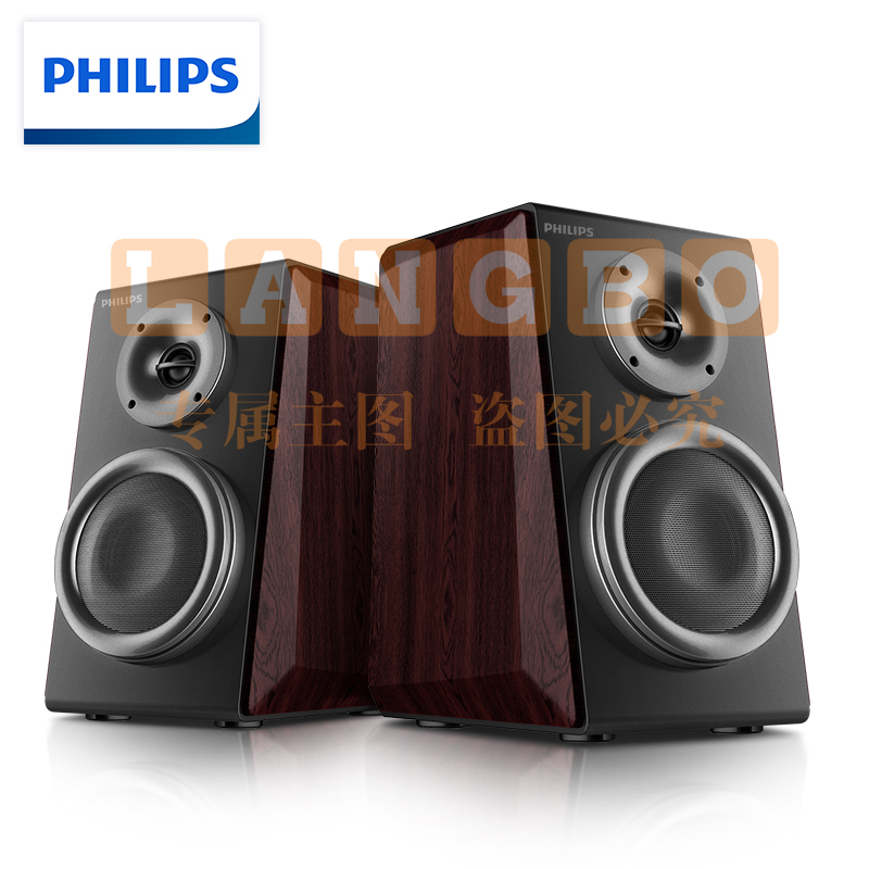 飞利浦(philips)MMS8000无线蓝牙电脑音箱书架式HIFI 2.0有源音箱光纤同轴音响