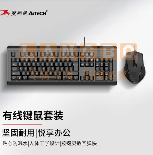 双飞燕（A4TECH) KB-N9100 键鼠套装有线鼠标键盘 USB接口 黑色