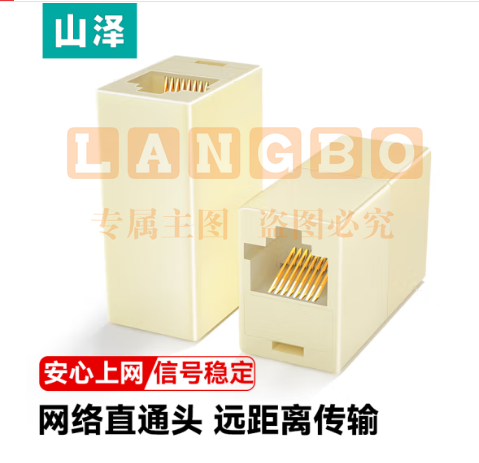 山泽(SAMZHE)网线直通头 RJ45网线连接器 网络双通头 网线延长器 直通头模块 网线对接头SZ-8001