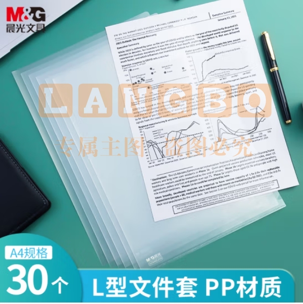 晨光(M&G)A4透明文件夹单片两页式文件袋 L型文件夹 单片夹30个装ADM94515