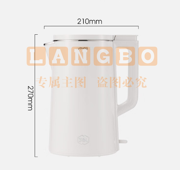 九阳(Joyoung)热水壶烧水壶电水壶2L 无缝易洁内胆 316L不锈钢 家用开水壶K20FD-W513