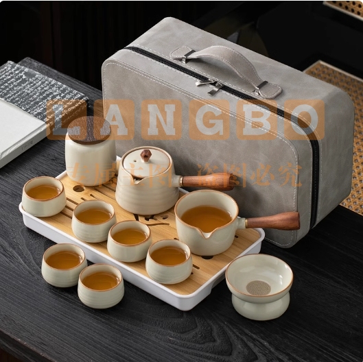 便携式汝窑旅行茶具套装中式户外家用简易茶盘随车陶瓷泡茶壶茶杯下单请咨询