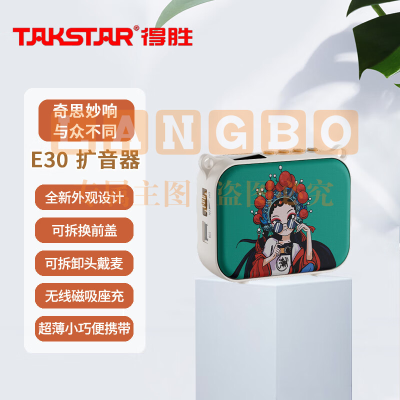 得胜 (TAKSTAR)E30 小蜜蜂扩音器  国潮风 无线磁吸充电抗啸叫一键录音 教学导游培训超市促销摊位 小花旦版