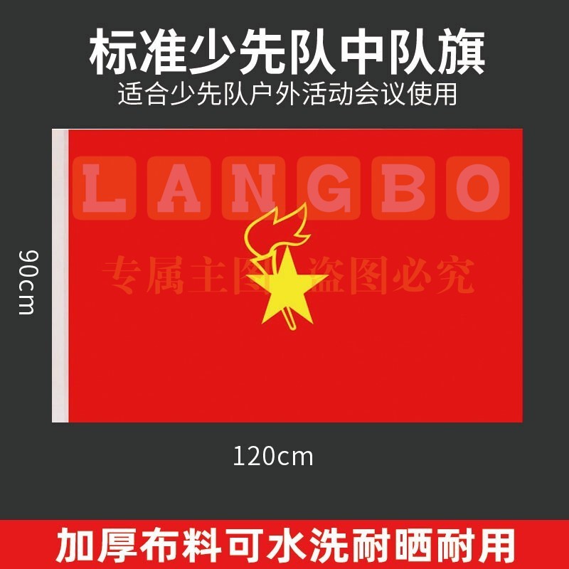 中国少先队旗 少年先锋队队旗 标准款纳米防水 大队旗 大队旗 120*90cm-cpy2615