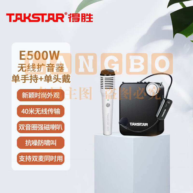得胜 (TAKSTAR) E500W 无线扩音器 教学培训导游促销会议喊话喇叭大功率小蜜蜂 (单头戴+白色单手持版)