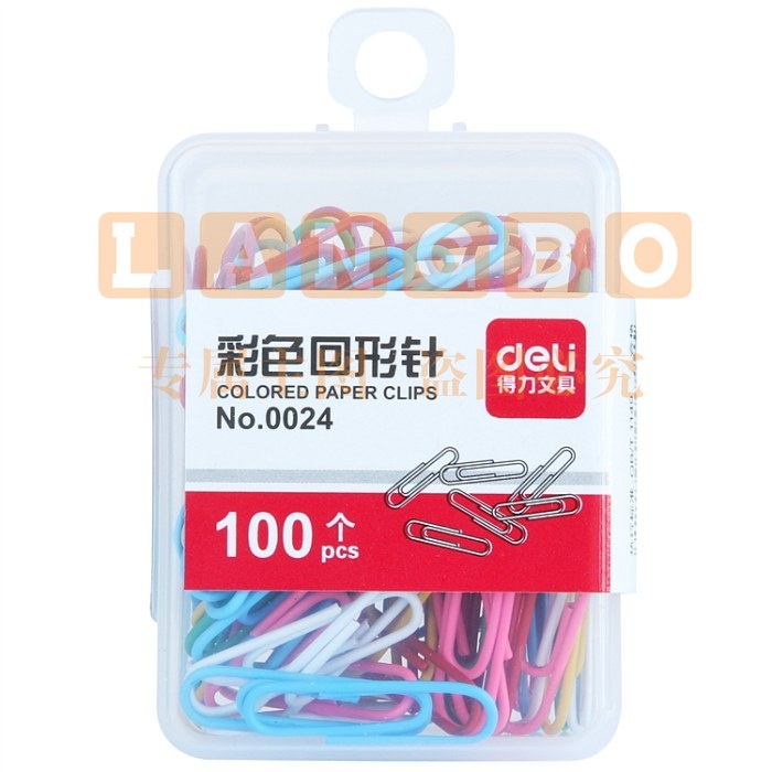 得力deli回形针0024 29mm(彩色)100枚/盒