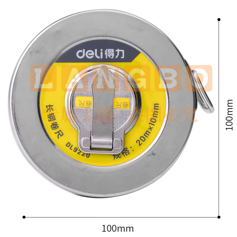 得力(deli)20米盘式钢卷尺长钢卷尺大量程工程测量尺20mx10mm DL9220
