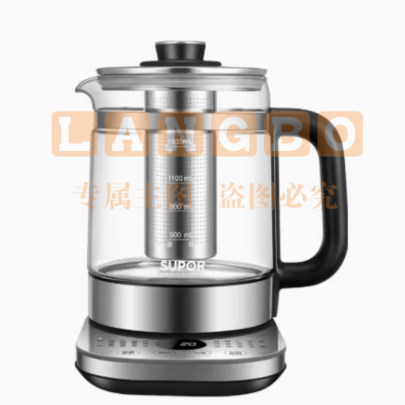 苏泊尔(SUPOR)养生壶 1.5L煮茶器 玻璃花茶壶 316L不锈钢恒温电水壶烧水壶 保温煮茶壶黑茶 SW-15YJ32
