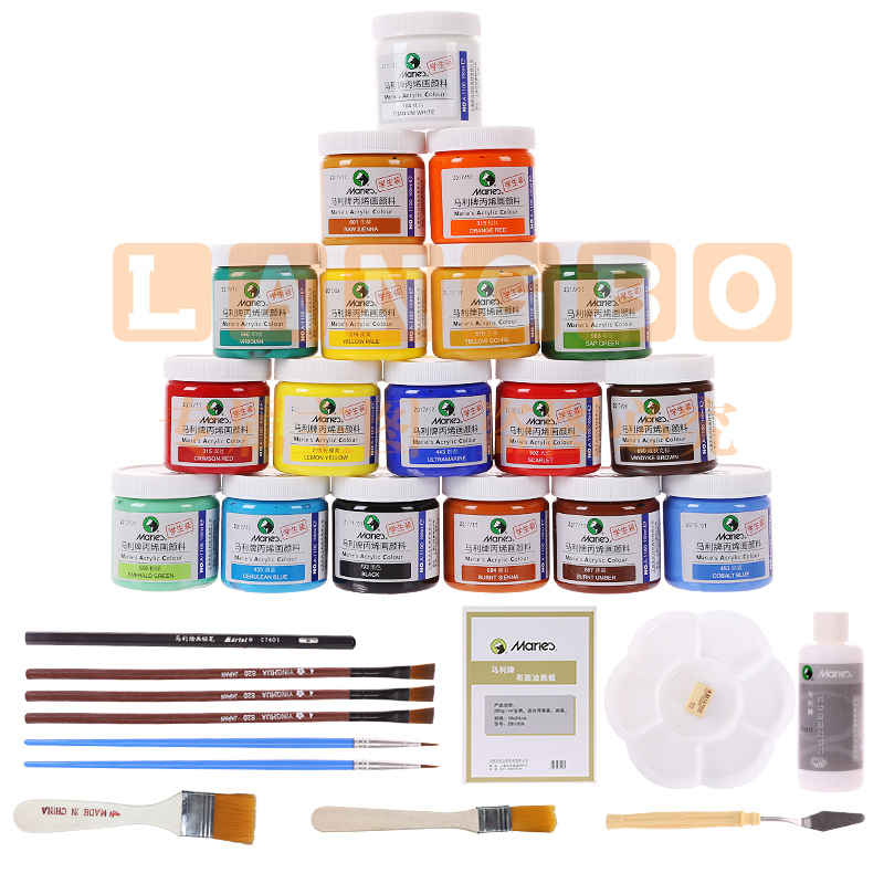 马利(Marie\\\\\'s)100ml丙烯工具颜料箱  24色丙烯颜料套装