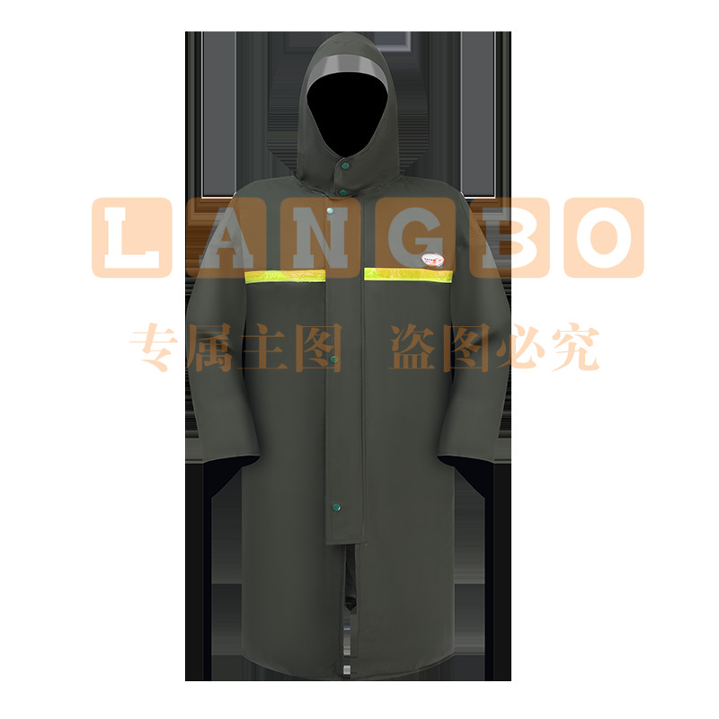 君御SF-45连体雨衣长款加厚PVC防水防雨户外带反光条工作雨披大款