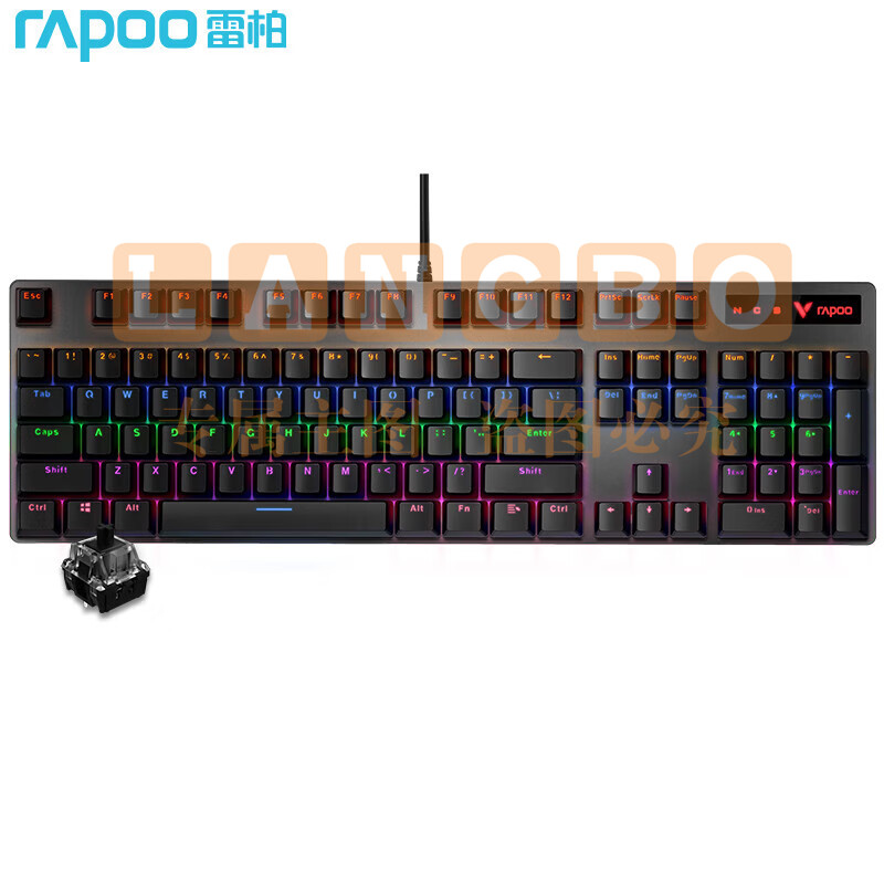 雷柏(Rapoo) V500PRO 有线背光机械键盘 104键全尺寸 全键无冲键盘 黑轴