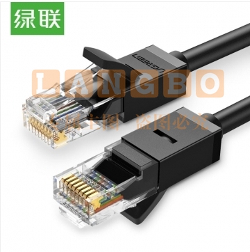 绿联（UGREEN）20165 六类CAT6类网线 千兆网络连接线 工程家用电脑宽带监控非屏蔽8芯双绞成品跳线 黑 15米