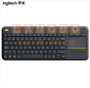 罗技（Logitech）K400 Plus 键盘 无线键盘 办公键盘 带触摸板 优联 黑色 带无线2.4G接收器