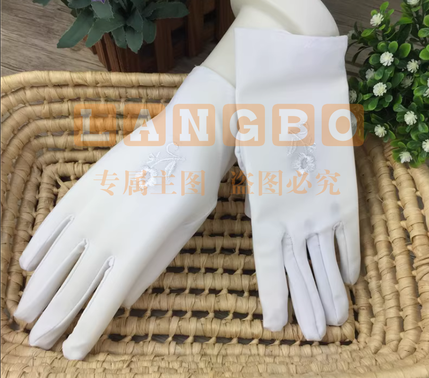 女士弹力刺绣白手套 小号