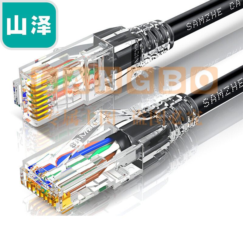 山泽(SAMZHE)六类CAT6类网线FLUKE测试1米黑色工程级纯铜千兆跳线路由器宽带网络连接线HWX10 (