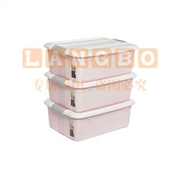 禧天龙(Citylong) X-6342 塑料整理箱收纳箱储物箱三件套有盖带把手外形扁平(粉色 )  (