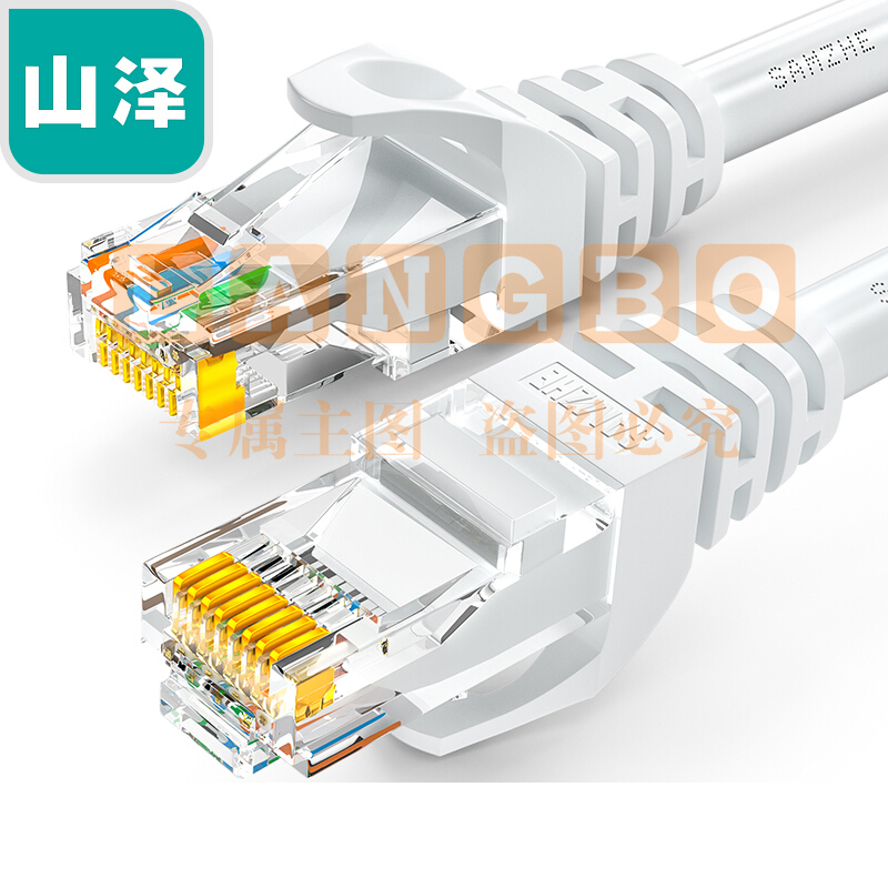 山泽(SAMZHE)GRE-6080六类千兆网络跳线宽带线RJ45成品室内外8芯网线 贝吉色 8米 (